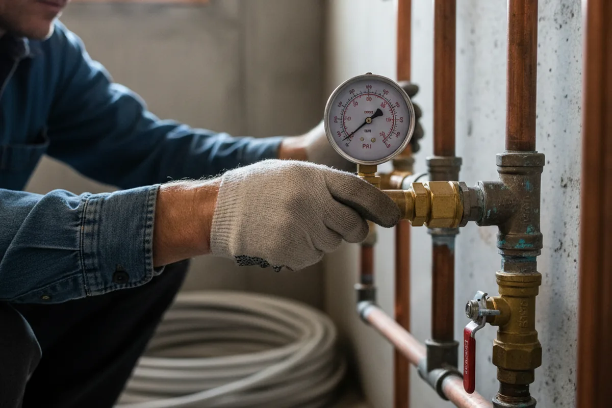 Pressure testing a repaired line during Water Line Repair in Norwich